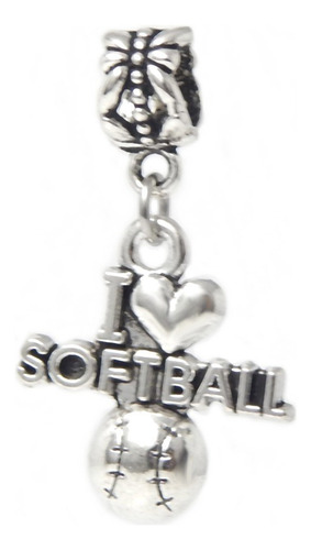 Cuelgan I Love Softball Charm Bead Para Pulseras De Abalorio