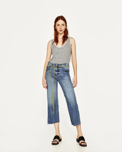 Zara Musculosa Rayada, Importada! Tendencia, Tipo Lino