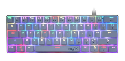 Teclado Mecanico Gamer Rgb 61 Teclas Blanco Anti Ghosting