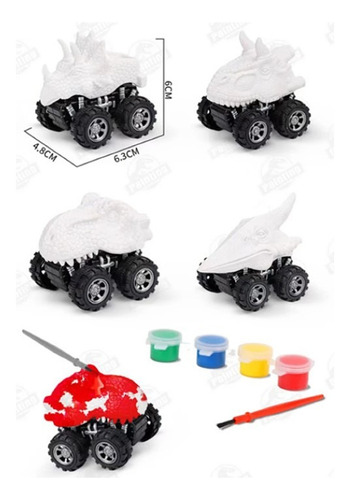 Set 6 Autos Dinosaurios Para Pintar Sorpresa Cumpleaños