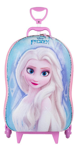 Mochila 3d Frozen Elsa De Rodinhas Infantil Azul