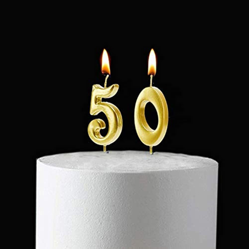 Velas De 50 Cumpleanos De Oro, Adorno De Torta Numero 50 P