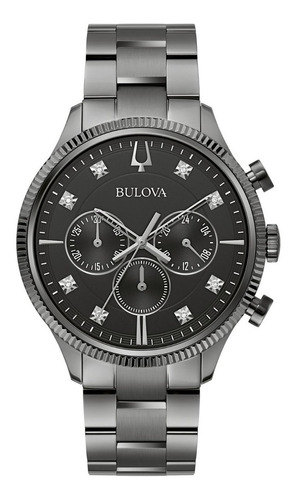 Reloj Bulova 98d179 Clásico Original Para Hombre Color de la correa Acero Color del fondo Negro