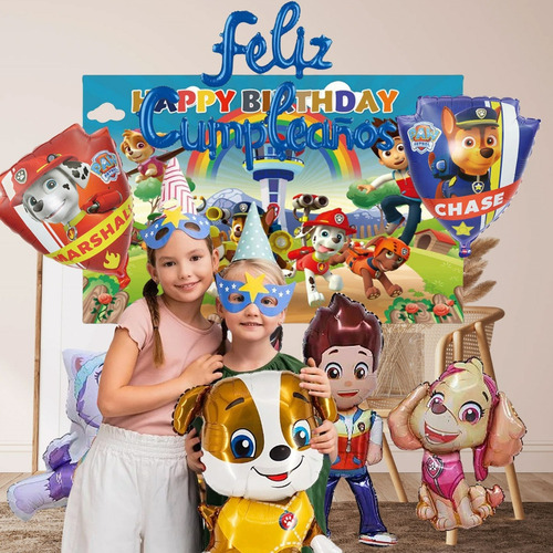Fondo De Globos De Fiesta De Cumpleaños De Paw Patrol