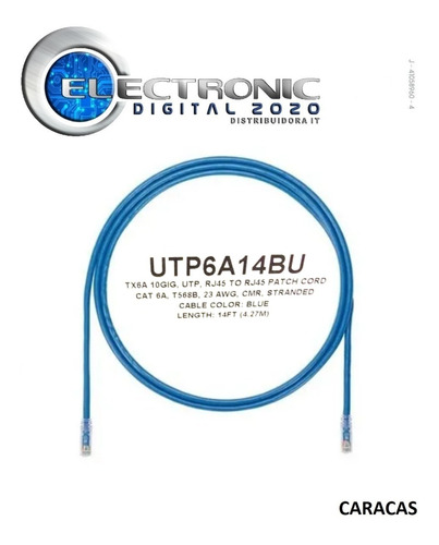 Patch Cord Panduit Utp6a14bu 14ft 4,27m Cat6a Cable Azul Ori