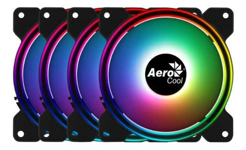 Kit 4 Cooler Fan Saturn Aerocool Drgb Preto 12f