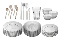 Comprar Juego Vajilla Completo 59 Pzs Platos Vasos Cubiertos Carol