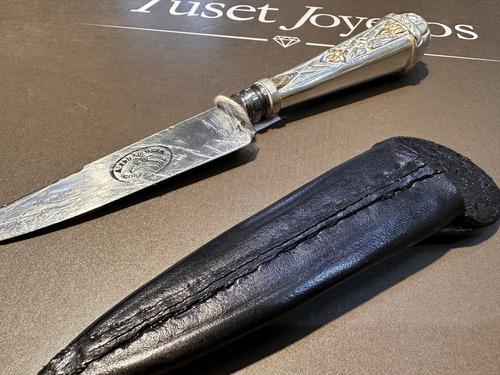Cuchillo Caponero Criollo Plata Y Oro. Solingen 10cm. Tuset