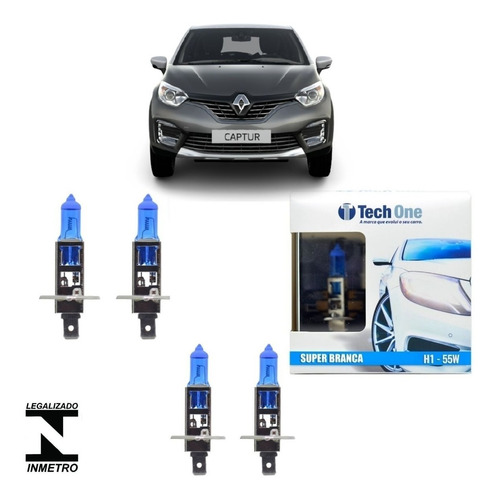 Kit Lampada Super Branca Farol Alto Baixo Captur 2016 A 2021