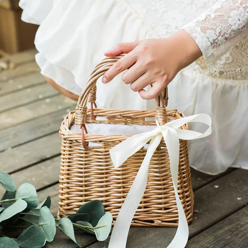 Pequeñas Bolsas De Paja For Mujer Niña Ratán Rectángulo