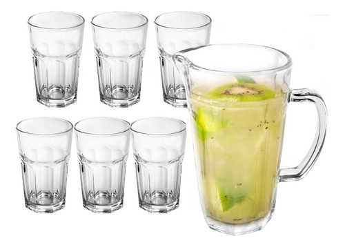 Conjunto Jogo Jarra E Copos Para Refresco Água 7 Peças Vidro