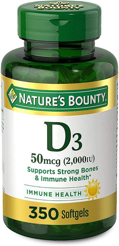 Imagen 1 de 10 de Vitamina D3 Nature's Bounty 2000 Iu 350 Softgels