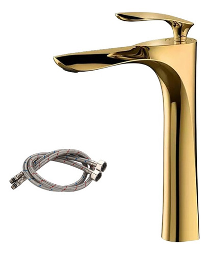 Mezclador Yesop Gold de una sola manija para lavabo de baño, grifo alto, color dorado