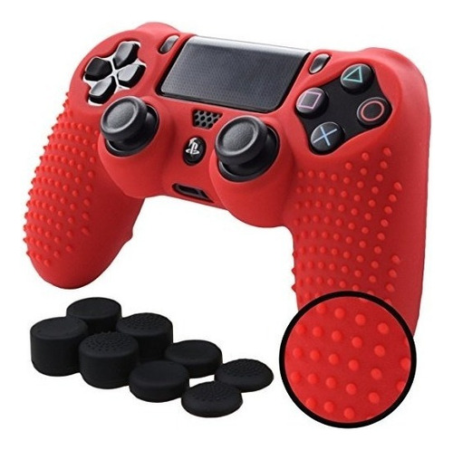 Ps4 Funda Texturizada Silicona Playstation 4 Color Rojo