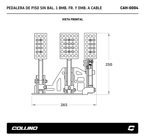 Imagen 4 de 8 de Pedalera Piso Collino 1 Bomba Freno + Embrague A Cable A12