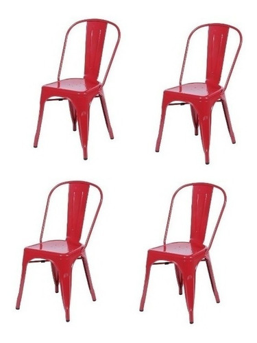Cadeira de jantar BoxBit Tolix, estrutura de cor  vermelho, 4 unidades