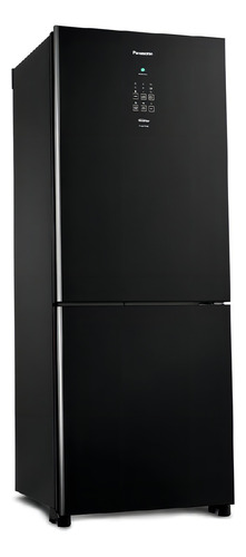 Refrigerador grande Panasonic de dos puertas con congelador, 425 L, color negro, acero