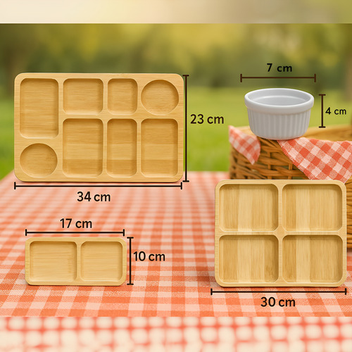 Petisqueira Tabua Ramekin Bambu Frios Churrasco Petisco Kit