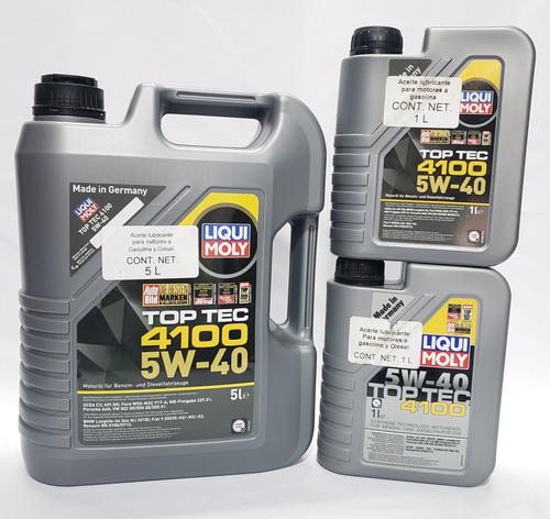 Aceite De Motor 5w40 Líqui Moly Top Tec Sintetico 7 Litros