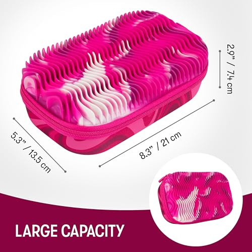 Caja De Lápices Ondulada Rosa Para Niñas, Estuche Sensorial