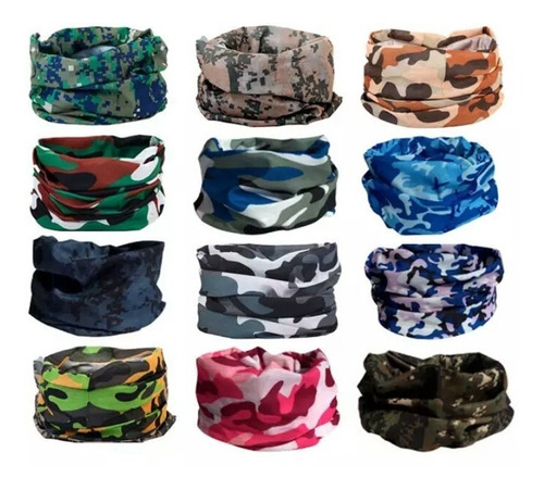 12 Bandanas De Camuflaje / Cuellos Tubulares / Barbazar Spa