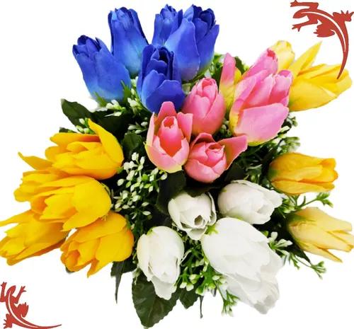 Ramo Flores Artificiales Tulipanes Tela Super Calidad 4 Unid