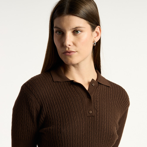 Chomba Mujer Kevingston Caly Manga Corta Slim Fit Ocre