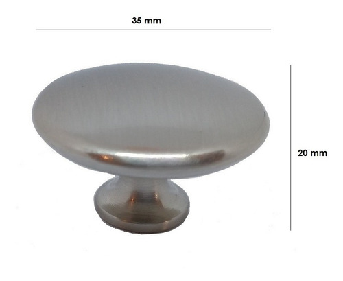 Jaladera Botón Zamak Cromo Satinado 35 X 20mm