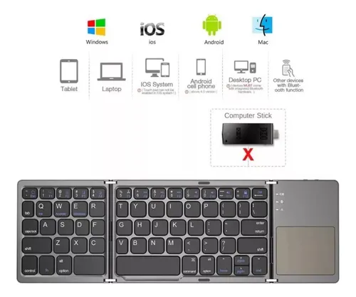 Teclado Plegable Conexión Bluetooth Recargable Usb Ultrafino