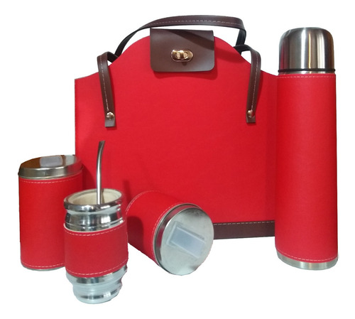 Set Matero Cartera Marrón Combinado Mate A Elección Termo 1l