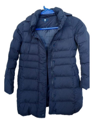 Campera Larga Parka Uniqlo Niña Azul Ideal Colegio