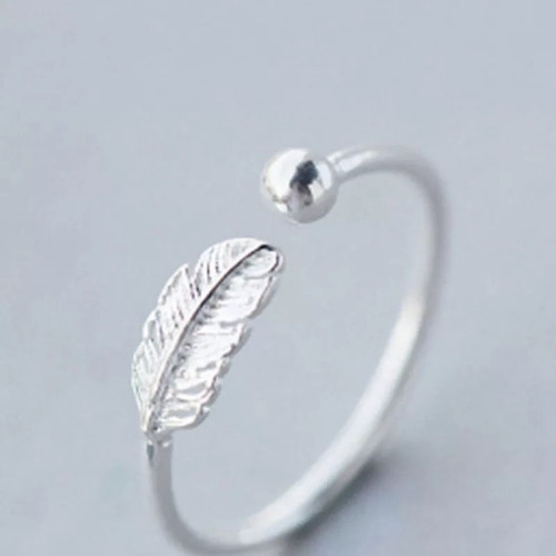 Anillo Plata Esterlina 925 Pluma Abierto