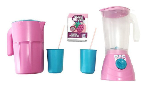 Kit Liquidificador De Brinquedo Jarra Copos Suco Infantil