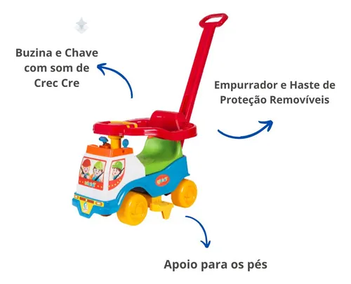 Totoka Bebê Infantil Carrinho Motoca Velotrol Com Empurrador Moto Plus  Apoio p/ Pés Menino Cardoso Toys no Shoptime