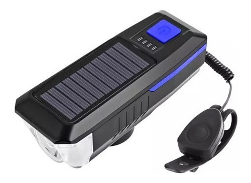 Luz Solar Bicicleta Delantera Led Usb Con Bocina Recargable