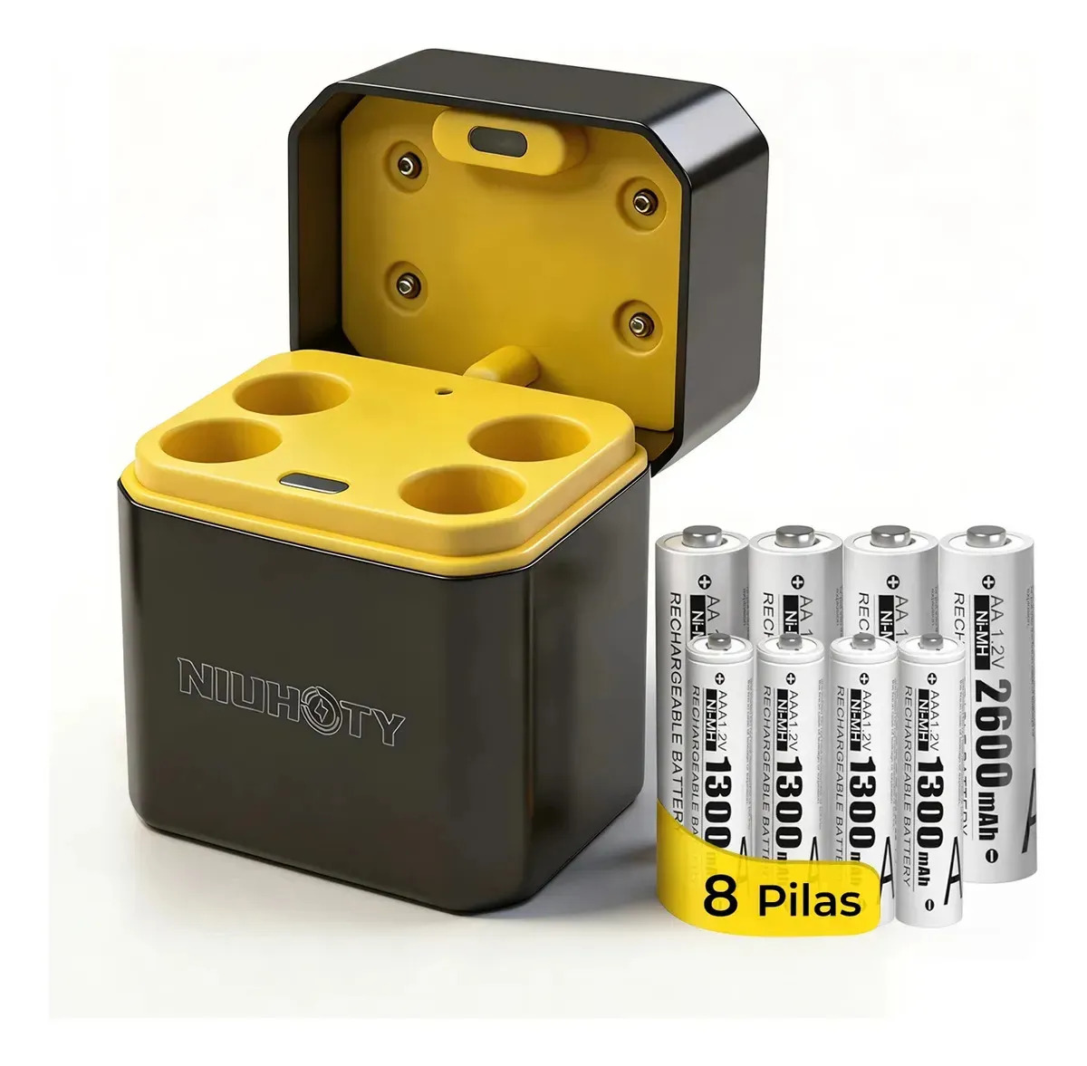 Cargador De Pilas Recargables Y 8 Pilas Recargables Aa Y Aaa Cargador De Baterías Aa Aaa Carga Rápida