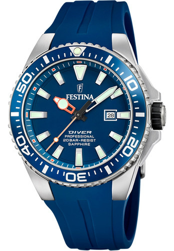 Reloj Festina F20664.1 Hombre The Originals/diver  Azul Color Del Bisel Negro