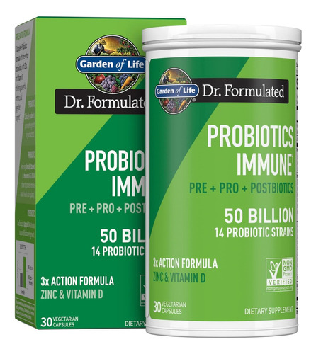 Probióticos Inmune D3 + Zinc Garden Of Life 30 Capsulas