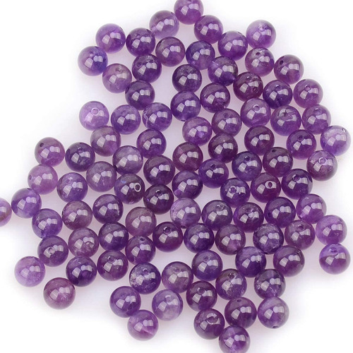 100 Perlas De Amatista Natural De 8 Mm Para Hacer Joyas