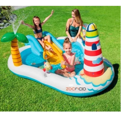 Imagen 3 de 3 de Centro De Juegos Acuático Piscina Faro Pesca Intex 57162np