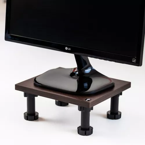 Estante Eleva Monitor Pc Soporte Escritorio Base Madera