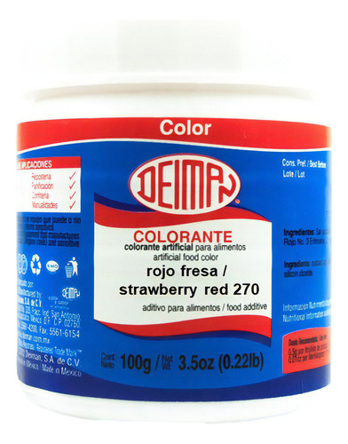 Colorantes En Polvo Rojo Fresa (270) 100g Marca Deiman