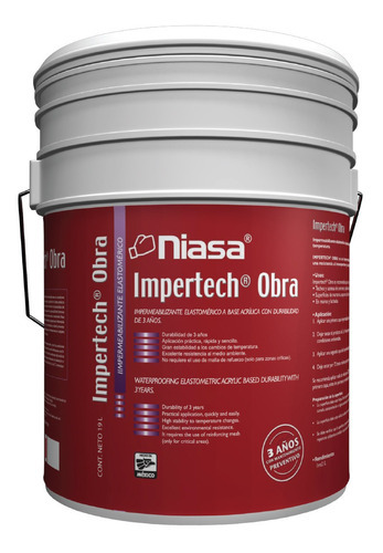 Impermeabilizante Impertech Obra Blanco 19 Lts Cubeta