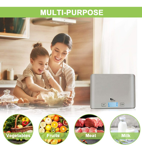 Báscula De Cocina Digital Multifunción Pantalla Lcd Acero In