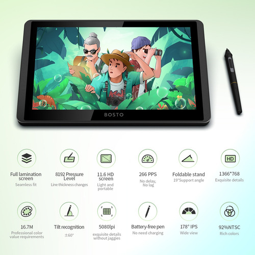 || Tableta Gráfica Bosto 12hd-a H-ips Lcd De 11.6 In