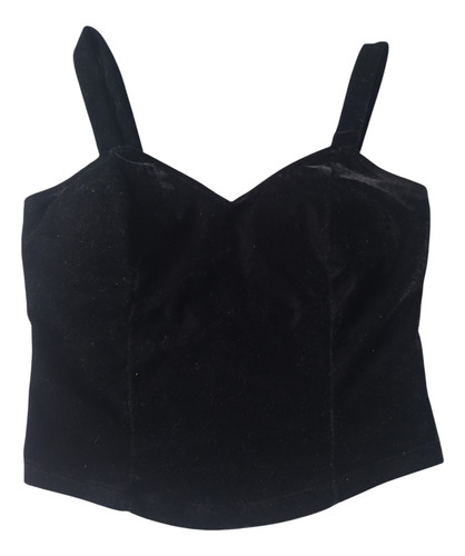 Top Negro Aterciopelado Tipo Corset Talle S Vintage (Usado)