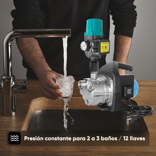 Bomba Centrífuga Tipo Jet Aquapak Pres-pet13-p10 1.3hp 127v Acero Inoxidable + Control Pres10 | 44 Lpm @30 Psi | Protección Trabajo En Seco | Ideal Hogar Y Comercio