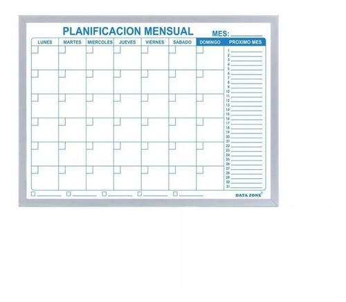 Pizarra Magnética Calendario Planificador Mensual  60x45