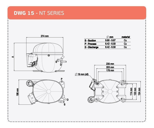 Motor Compresor Hermético Embraco De 3/4hp Con Piston Nt6217
