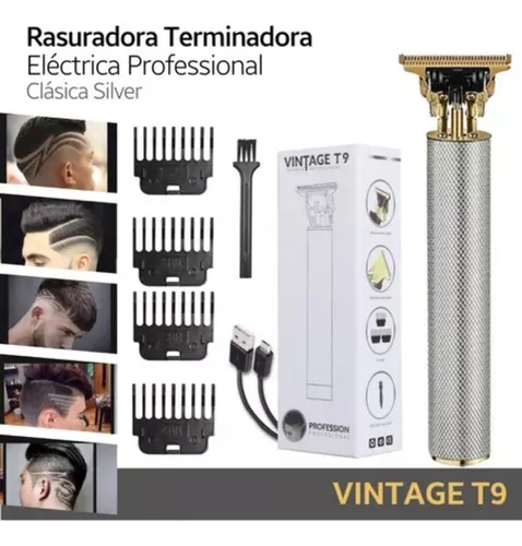 Recortadora Vintage T9 Negra 220v Trimmer Barba Patillera